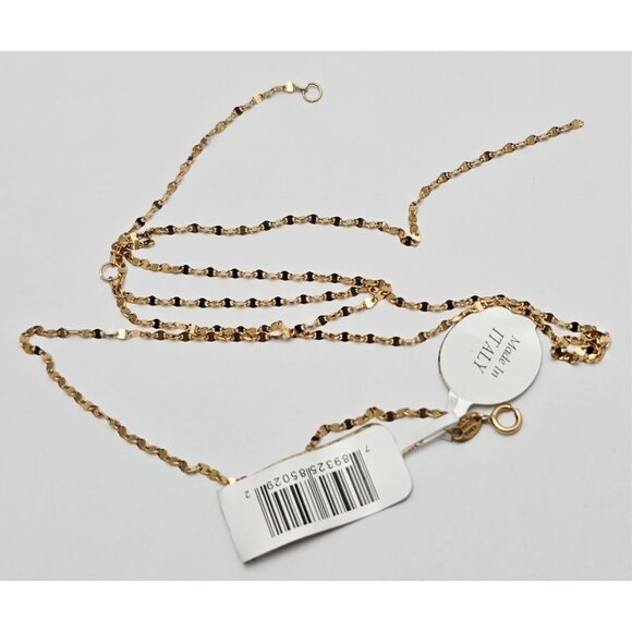 Unique 14K Yellow Gold Designer Resizable Mirror Valentino Link Chain Necklace - Picture 9 of 14